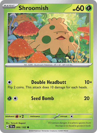 Shroomish 006/162 Common Temporal Forces Pokemon Reverse Holo Near Mint