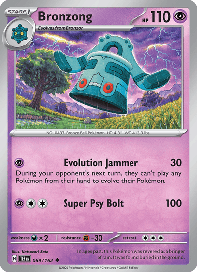 Bronzong 069/162 Uncommon Temporal Forces Pokemon Reverse Holo Near Mint