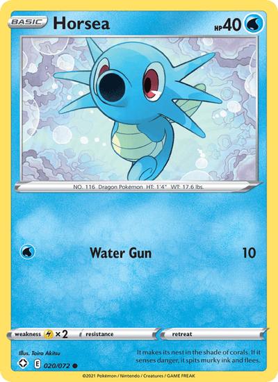 Horsea 020/072 Common Shining Fates Pokemon Reverse Holo Near Mint