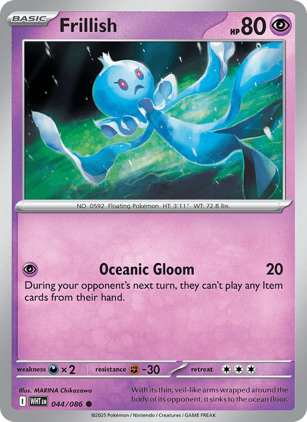 Frillish 044/086 Common White Flare Pokemon Near Mint