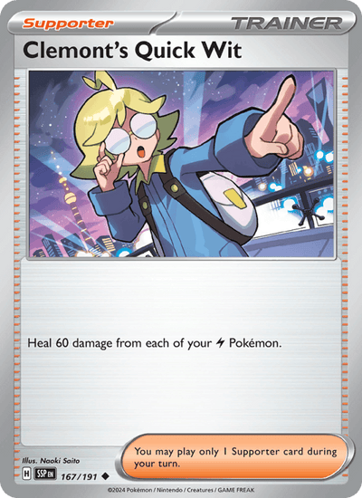 Clemont's Quick Wit 167/191 Uncommon Surging Sparks Pokemon Near Mint