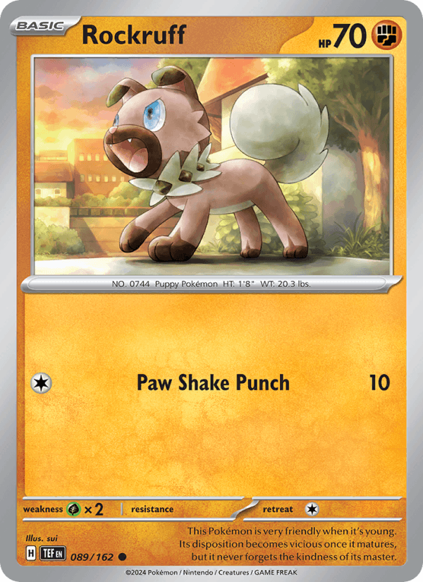 Rockruff 089/162 Common Temporal Forces Pokemon Reverse Holo Near Mint