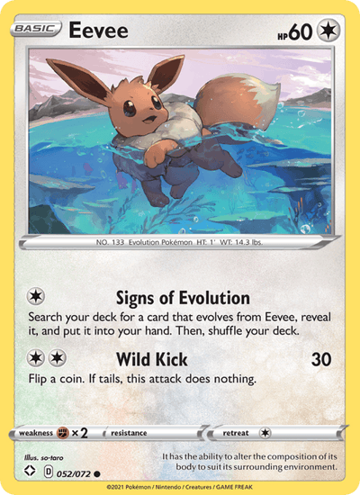 Eevee 052/072 Common Shining Fates Pokemon Near Mint