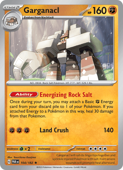 Garganacl 104/182 Rare Paradox Rift Pokemon Reverse Holo Near Mint