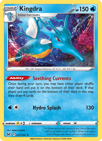 Kingdra 037/196 Holo Rare Lost Origin Pokemon Near Mint