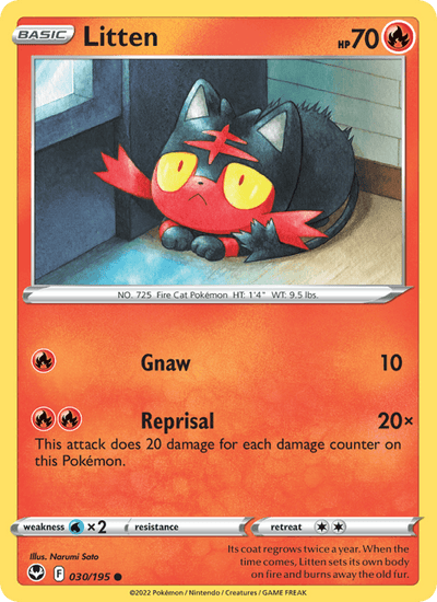 Litten 030/195 Common Silver Tempest Pokemon Near Mint