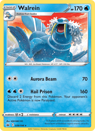 Walrein 039/198 Rare Chilling Reign Pokemon Near Mint