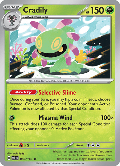 Cradily 6/142 Rare Stellar Crown Pokemon Reverse Holo Near Mint