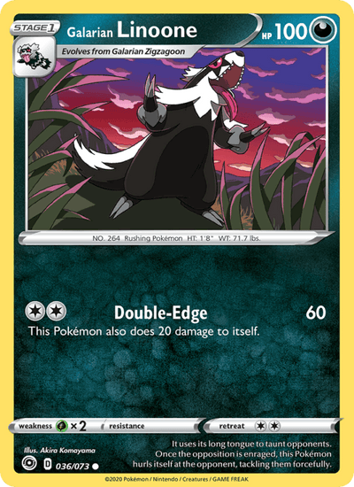 Galarian Linoone 036/073 Common Champion's Path Pokemon Near Mint