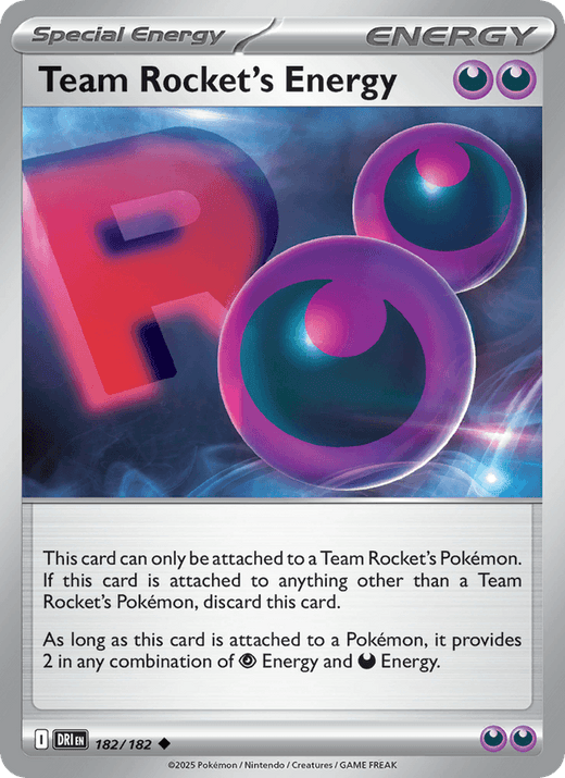 Team Rocket's Energy 182/182 Uncommon Destined Rivals Pokemon Near Mint