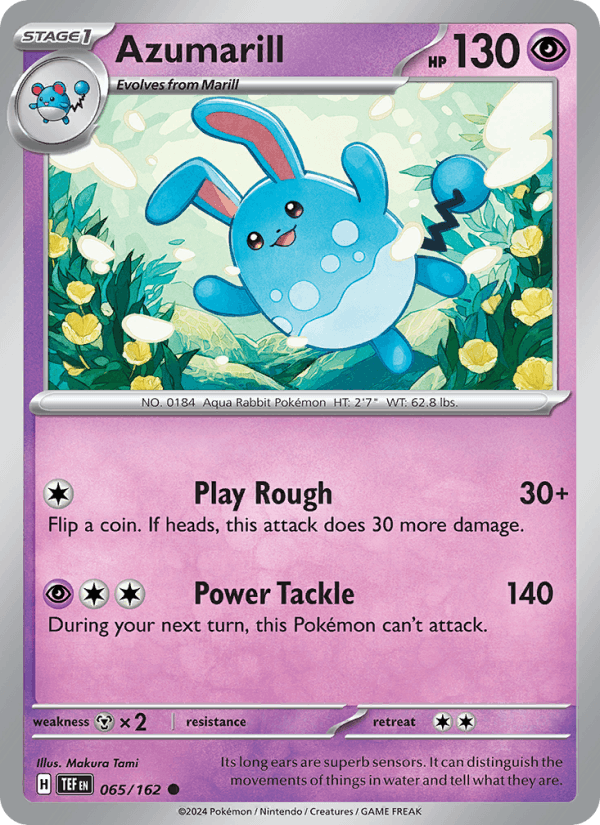 Azumarill 065/162 Common Temporal Forces Pokemon Reverse Holo Near Mint