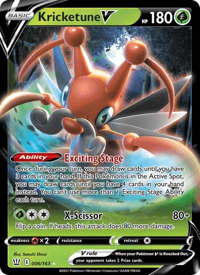 Kricketune V 006/163 Holo V Rare Battle Styles Pokemon Near Mint