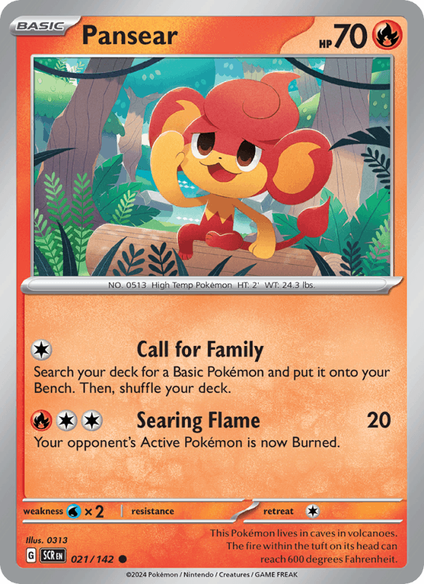 Pansear 21/142 Common Stellar Crown Pokemon Reverse Holo Near Mint