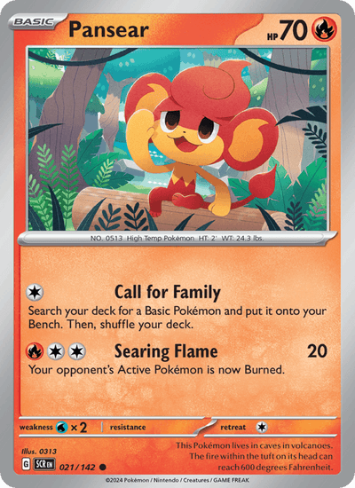 Pansear 21/142 Common Stellar Crown Pokemon Reverse Holo Near Mint