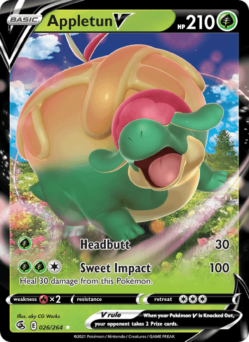 Appletun V 026/264 Holo V Rare Fusion Strike Pokemon Near Mint