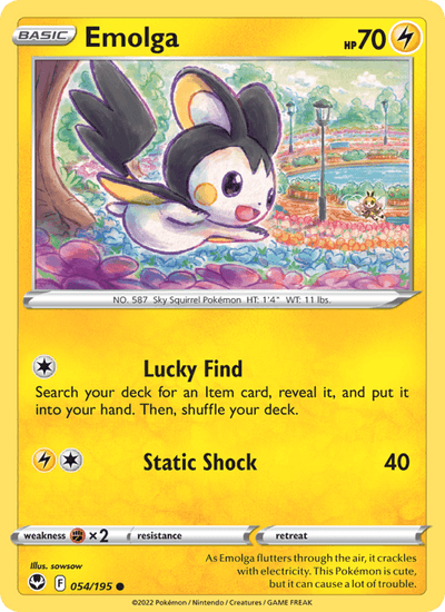 Emolga 054/195 Common Silver Tempest Pokemon Near Mint