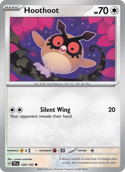 Hoothoot 126/162 Common Temporal Forces Pokemon Reverse Holo Near Mint