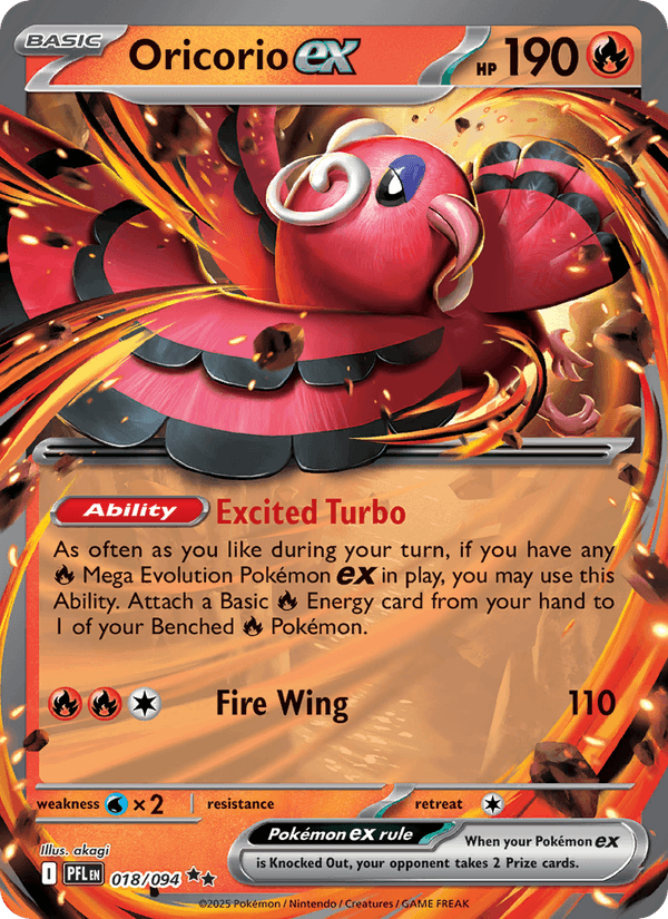 Oricorio ex 018/094 Double Rare Phantasmal Flames Pokemon Near Mint