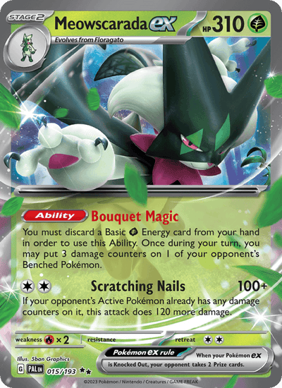 Meowscarada ex 015/193 Double Rare Paldea Evolved Pokemon Near Mint