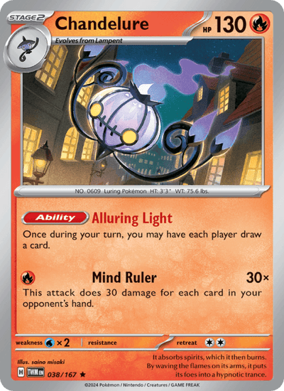 Chandelure 038/167 Rare Twilight Masquerade Pokemon Holo Near Mint