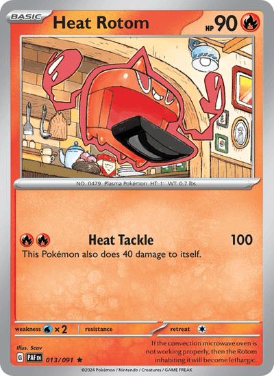 Heat Rotom 013/091 Rare Paldean Fates Pokemon Reverse Holo Near Mint