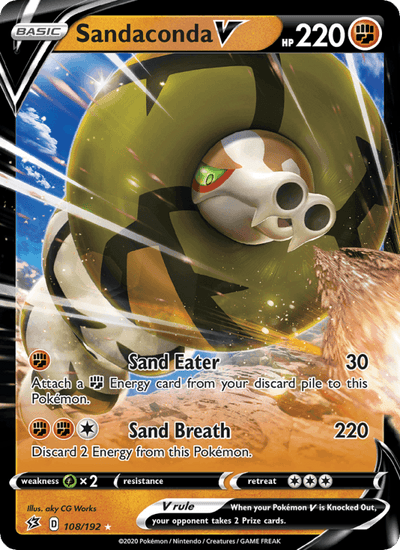 Sandaconda V 108/192 Holo V Rare Rebel Clash Pokemon Near Mint