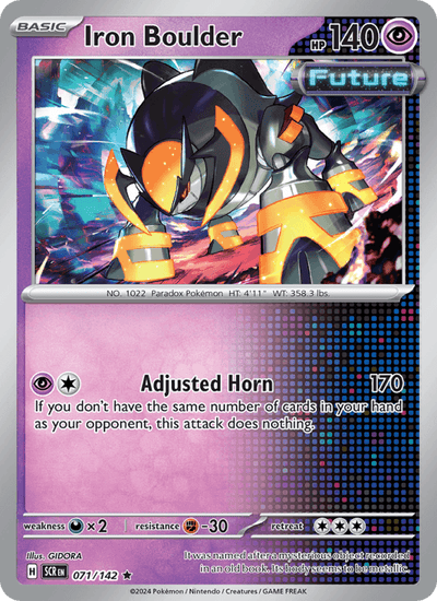 Iron Boulder 71/142 Rare Stellar Crown Pokemon Reverse Holo Near Mint