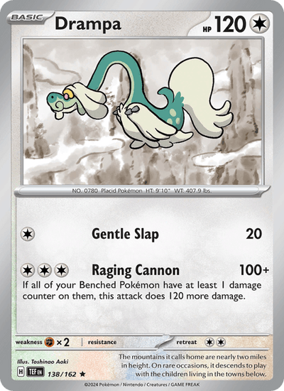 Drampa 138/162 Rare Temporal Forces Pokemon Reverse Holo Near Mint