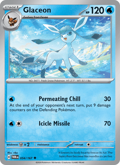 Glaceon 054/167 Uncommon Twilight Masquerade Pokemon Near Mint