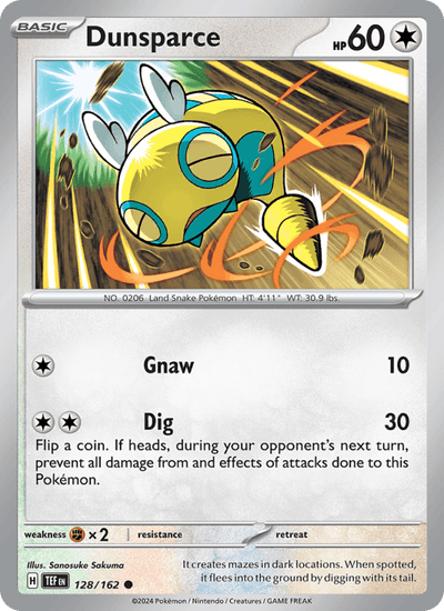 Dunsparce 128/162 Common Temporal Forces Pokemon Near Mint