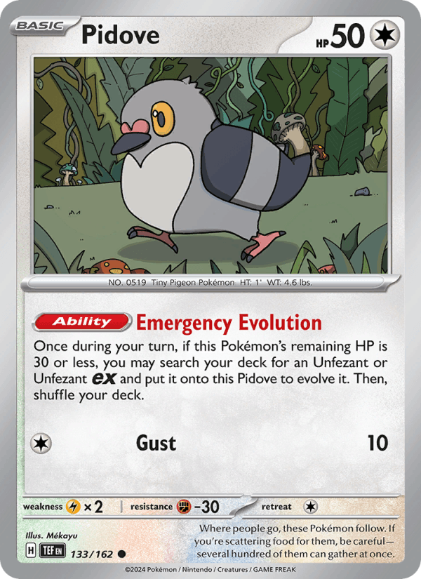 Pidove 133/162 Common Temporal Forces Pokemon Reverse Holo Near Mint