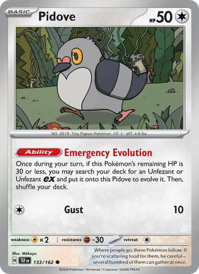 Pidove 133/162 Common Temporal Forces Pokemon Reverse Holo Near Mint
