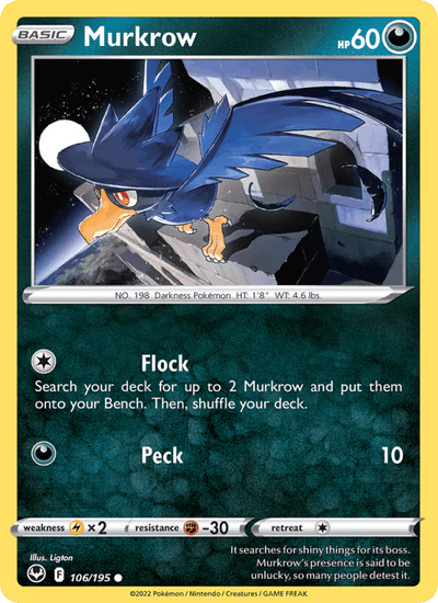 Murkrow 106/195 Common Silver Tempest Pokemon Near Mint