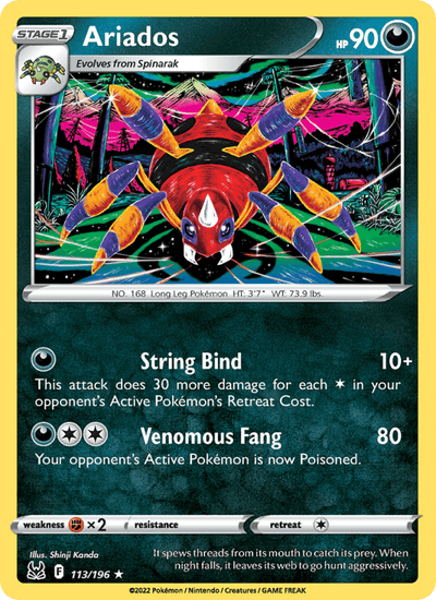 Ariados 113/196 Rare Lost Origin Pokemon Near Mint