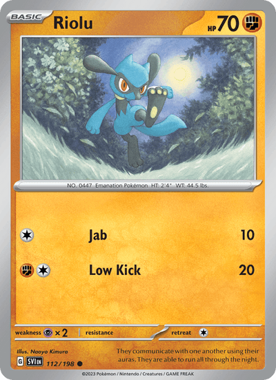 Riolu 112/198 Common Scarlet & Violet Pokemon Reverse Holo Near Mint