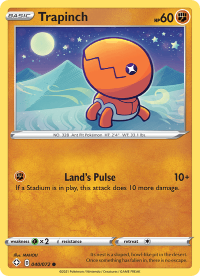 Trapinch 040/072 Common Shining Fates Pokemon Reverse Holo Near Mint