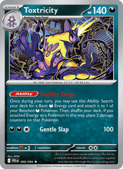 Toxtricity 068/094 Rare Phantasmal Flames Pokemon Holo Near Mint