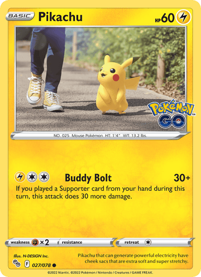 Pikachu 027/078 Common Pokemon GO Pokemon Near Mint