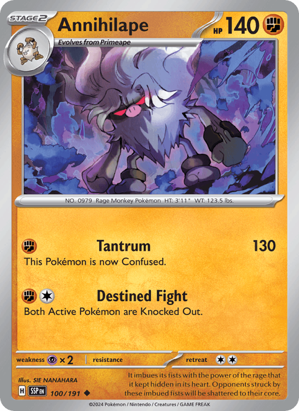 Annihilape 100/191 Uncommon Surging Sparks Pokemon Reverse Holo Near Mint