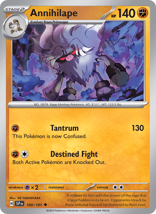 Annihilape 100/191 Uncommon Surging Sparks Pokemon Reverse Holo Near Mint