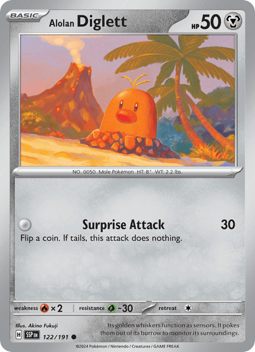 Alolan Diglett 122/191 Common Surging Sparks Pokemon Reverse Holo Near Mint