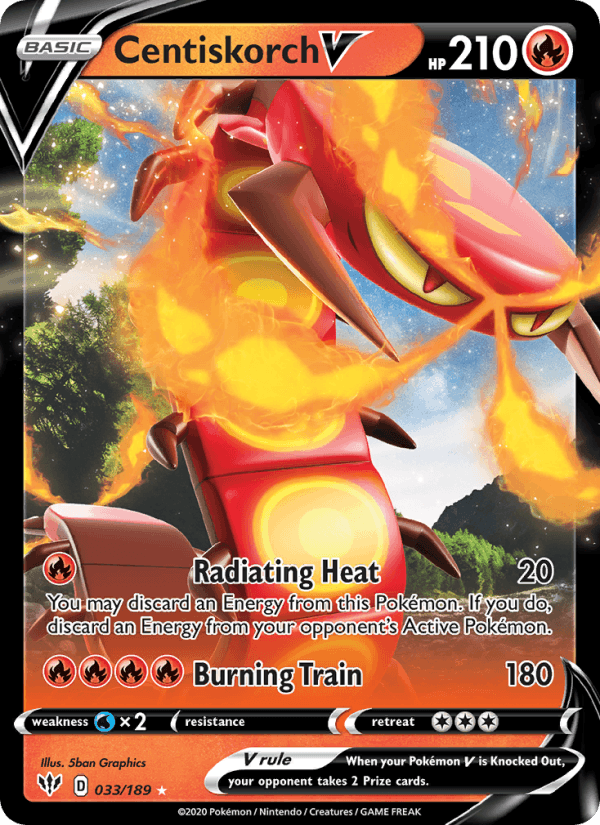 Centiskorch V 033/189 Holo V Rare Darkness Ablaze Pokemon Near Mint