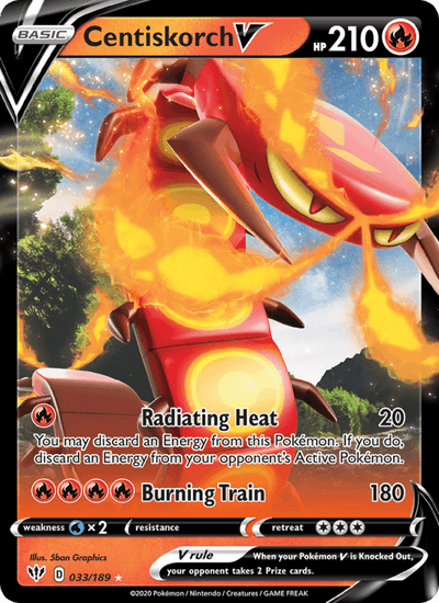 Centiskorch V 033/189 Holo V Rare Darkness Ablaze Pokemon Near Mint