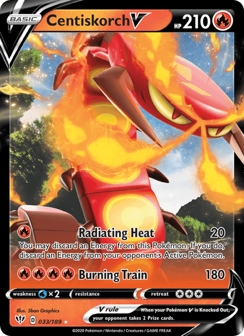 Centiskorch V 033/189 Holo V Rare Darkness Ablaze Pokemon Near Mint