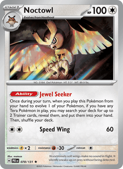 Noctowl 078/131 Holo Rare SV: Prismatic Evolutions Pokemon Holo Near Mint