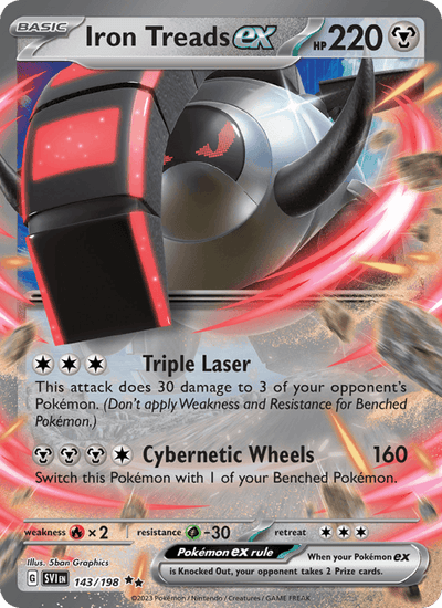 Iron Treads ex 143/198 Double Rare Scarlet & Violet Pokemon Near Mint