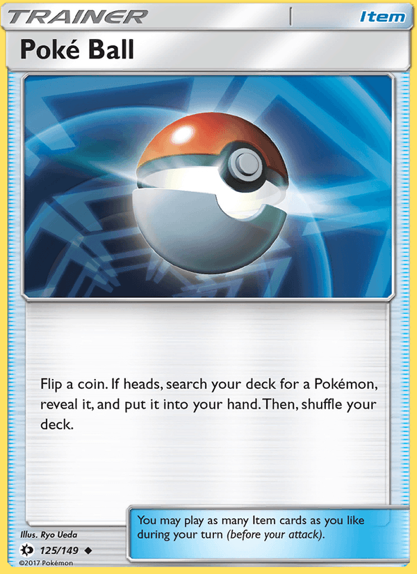 Poke Ball 125/149 Uncommon Sun & Moon Pokemon Near Mint