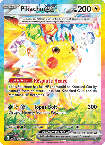 Pikachu ex 238/191 SIR Surging Sparks Pokemon BGS 9 Silver Special Illustration