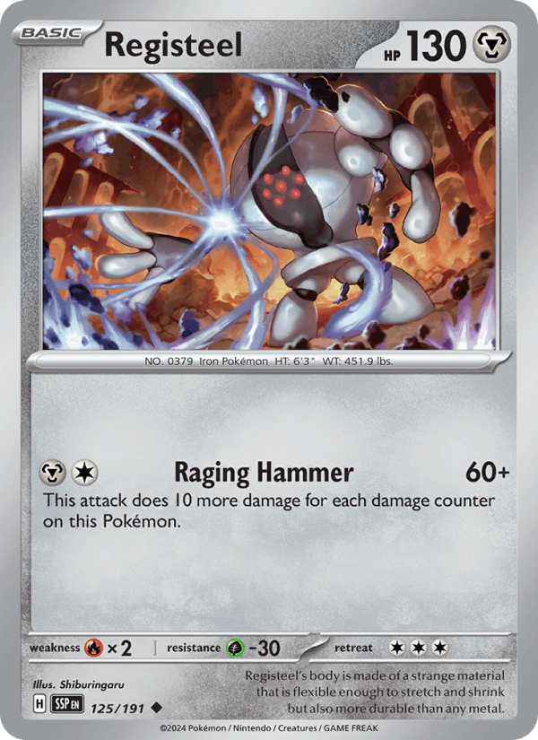 Registeel 125/191 Uncommon Surging Sparks Pokemon Reverse Holo Near Mint
