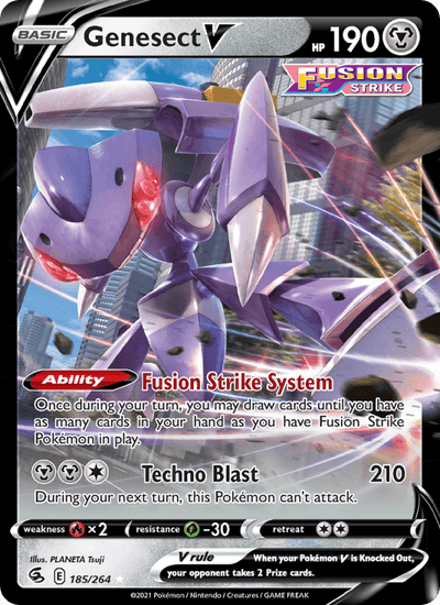 Genesect V 185/264 Holo V Rare Fusion Strike Pokemon Near Mint